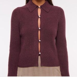 Abercrombie & Fitch-Pearl Button Collared Cardigan-Size XS